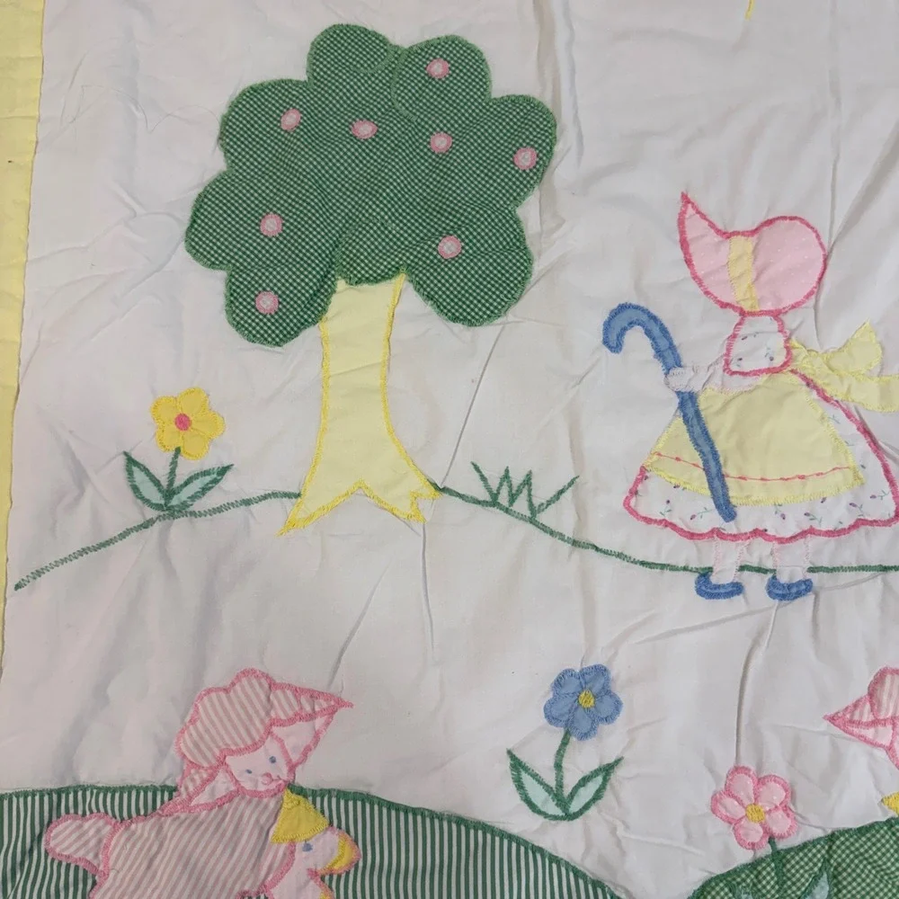 Baby Togs Vintage Bo Peep Sheep Nursery Quilt Blanket Pastel Applique 35x45